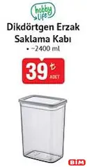 HOBBY LİFE DİKDÖRTGEN ERZAK SAKLAMA KABI 2400 ML